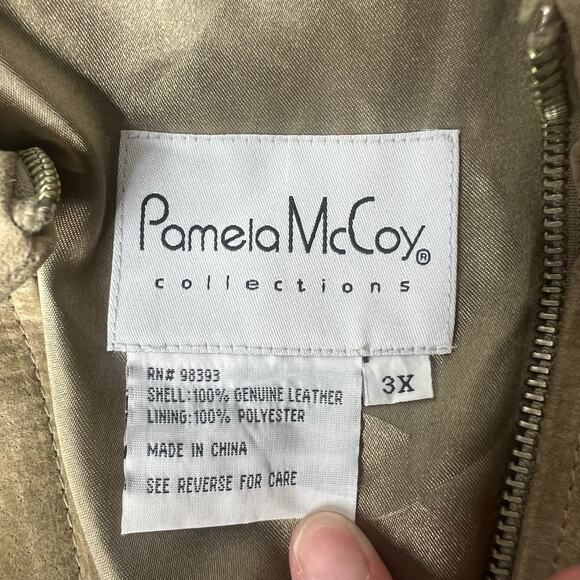 Vintage Pamela McCoy Brown Suede Leather Jacket Plus Size 3XL Western Zip Collar - Picture 11 of 14